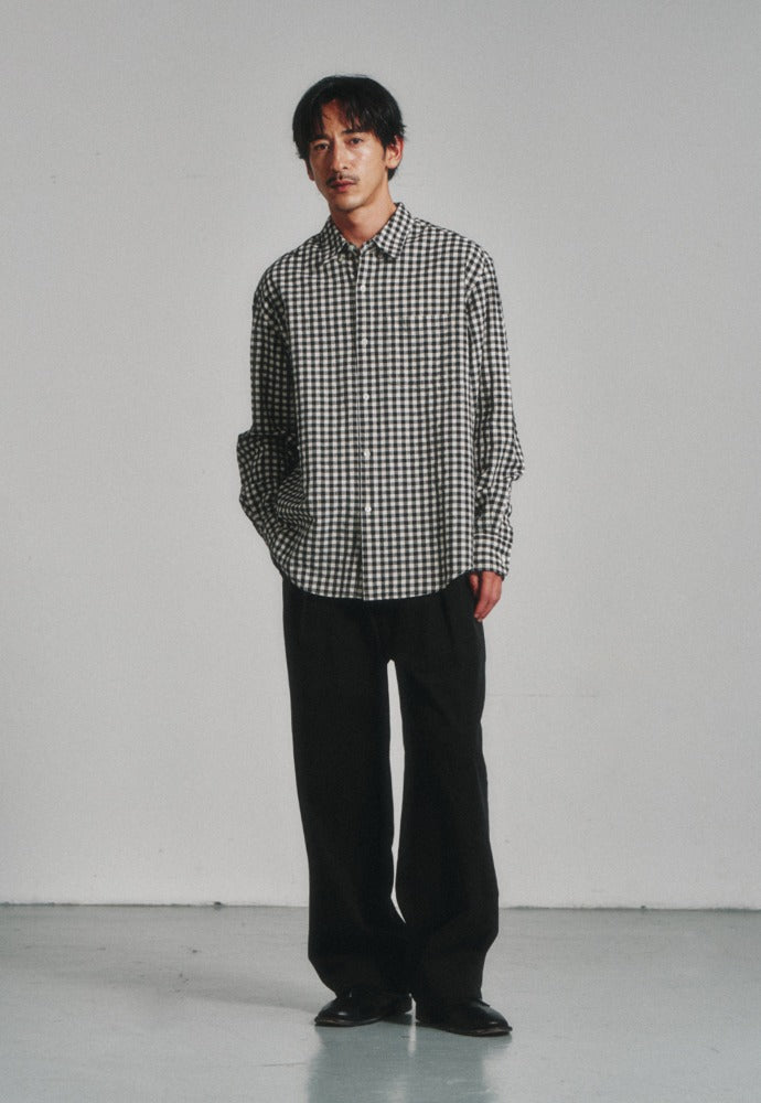 Art if acts - Gingham Check Oxford Shirt (Cream/Black) product image 1 | TRAB K-Fashion Australia