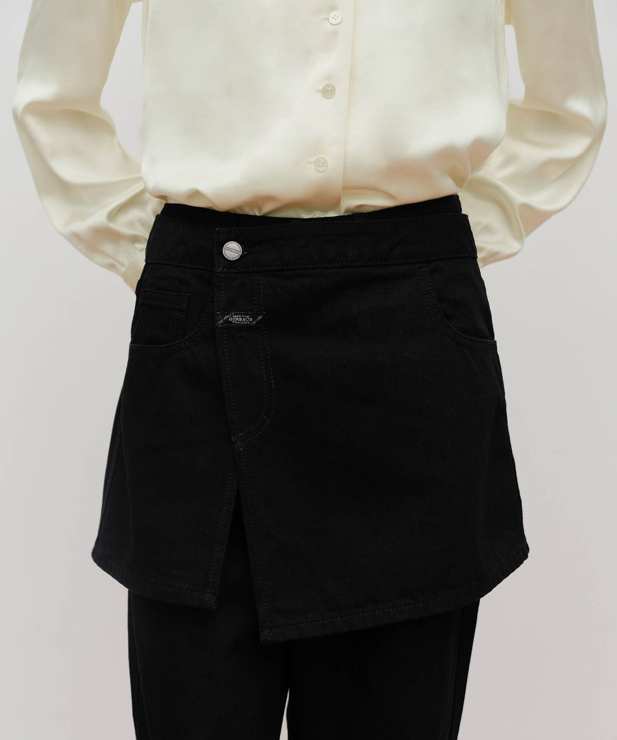 Marithe & Francois Girbaud - Skirt Layered Denim Pants (Black) product image 3 | TRAB K-Fashion Australia