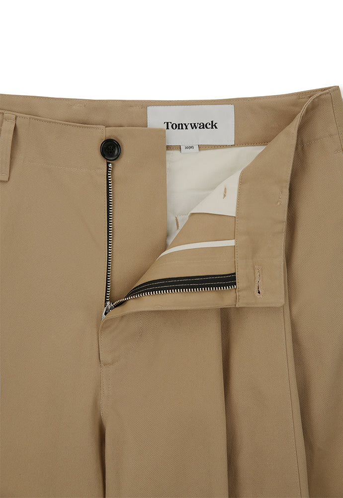 Tonywack - Wide Cut Hidden Snap Closure Trousers (Beige) product image 9 | TRAB K-Fashion Australia