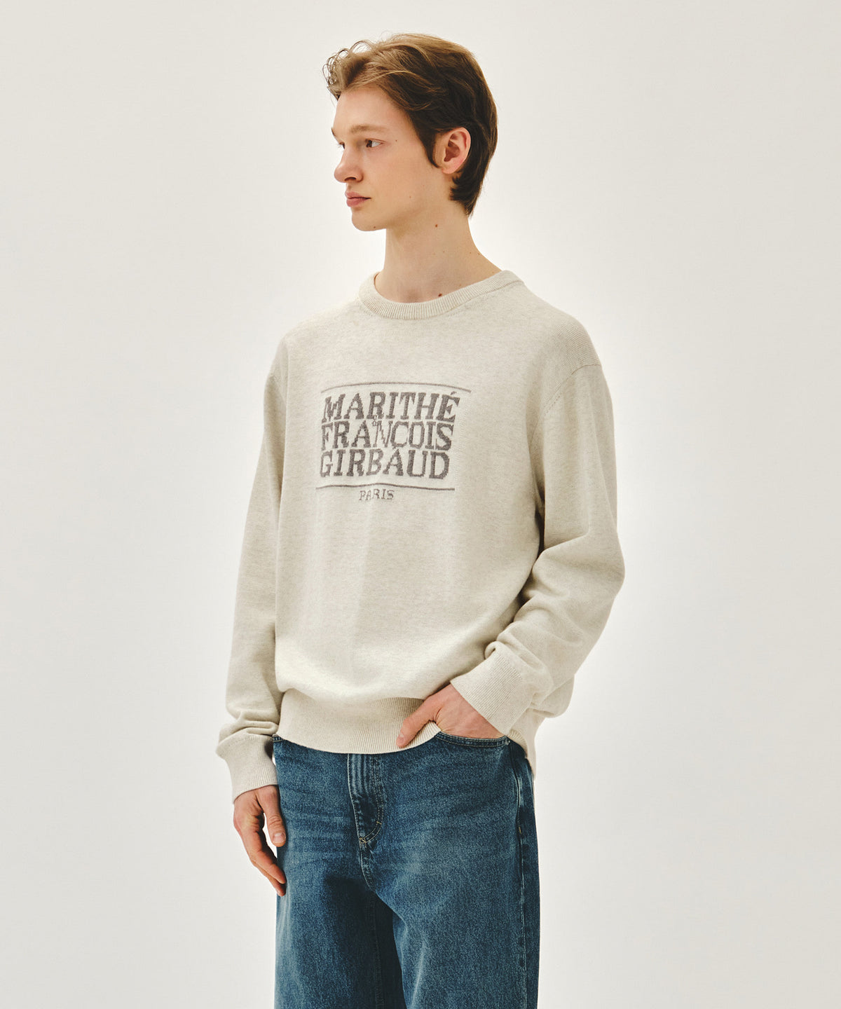 Marithe & Francois Girbaud - Classic Logo Knit Pullover (Ivory) product image 2 | TRAB K-Fashion Australia