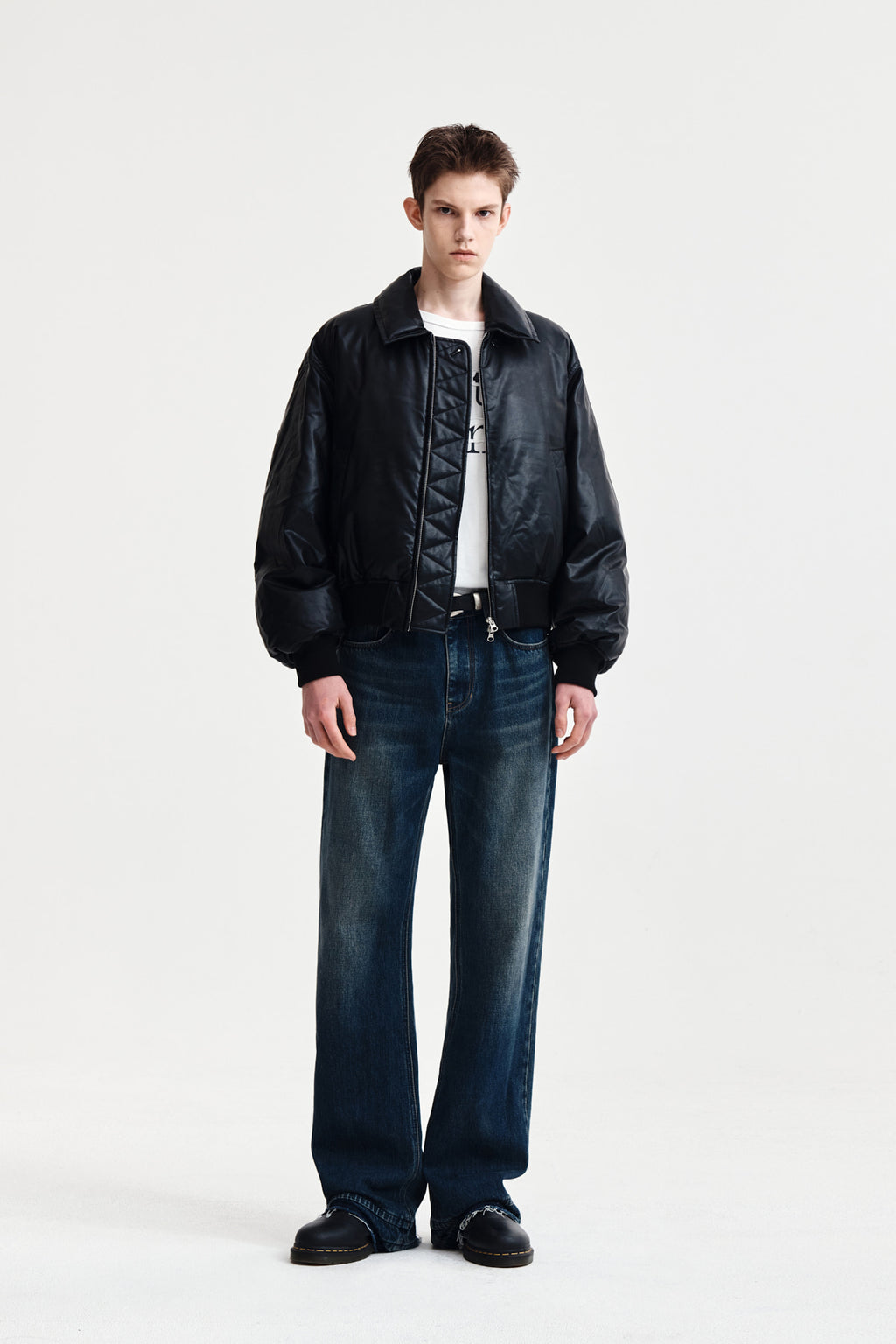 Matin Kim - Faux Leather Down Jumper (Black) product image 8 | TRAB K-Fashion Australia