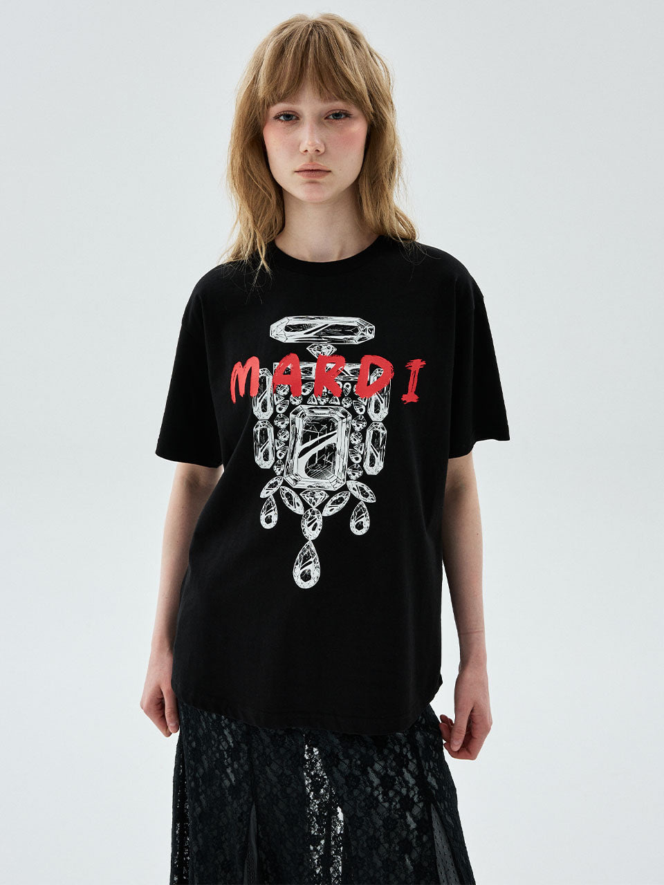 Mardi Mercredi - Tshirt Bijou Brush Logo Mardi (Black Red) product image 1 | TRAB K-Fashion Australia