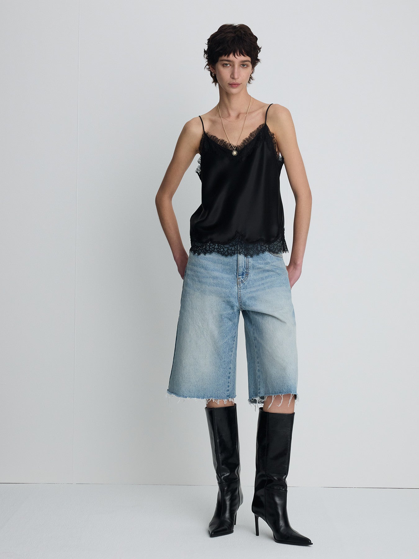 Tonywack - Satin Lace Camisole (Black) product image 1 | TRAB K-Fashion Australia