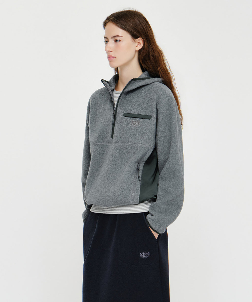 Marithe & Francois Girbaud - Small Classic Logo Fleece Hoodie Anorak (Heather Charcoal) product image 2 | TRAB K-Fashion Australia