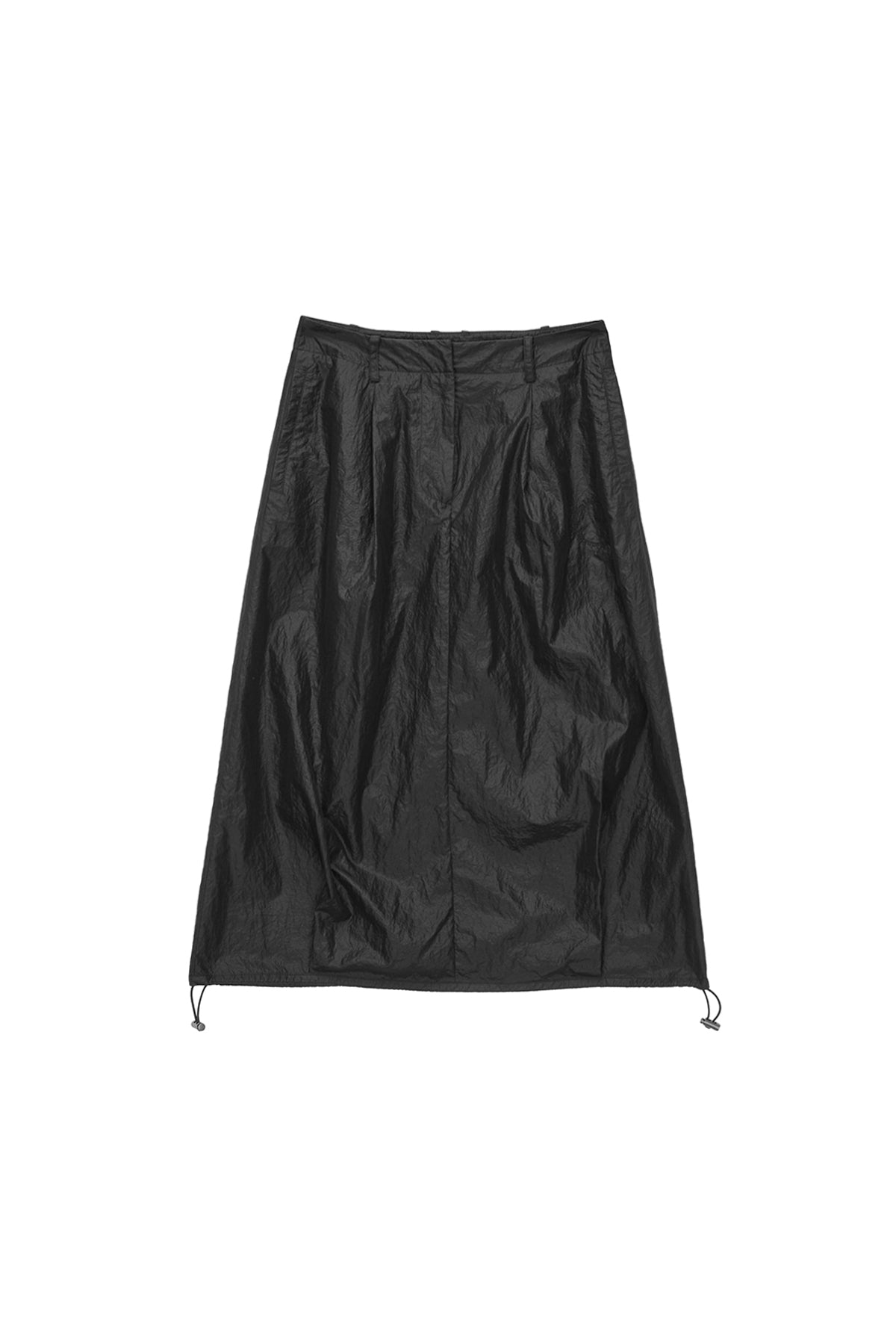 Matin Kim - Glossy Volume Midi Skirt (Black) product image 1 | TRAB K-Fashion Australia
