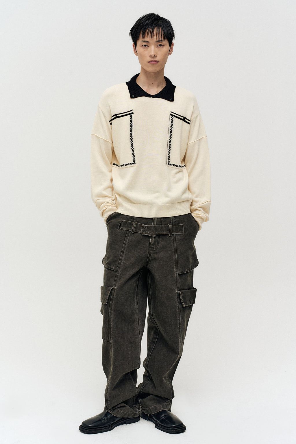 Andersson Bell - Belt Layered Cargo Wide-Leg Jeans (khaki) (Khaki) product image 12 | TRAB K-Fashion Australia