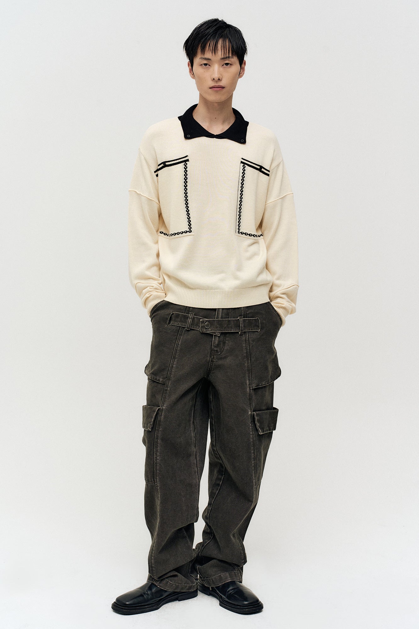 Andersson Bell - Belt Layered Cargo Wide-Leg Jeans (khaki) (Khaki) product image 12 | TRAB K-Fashion Australia