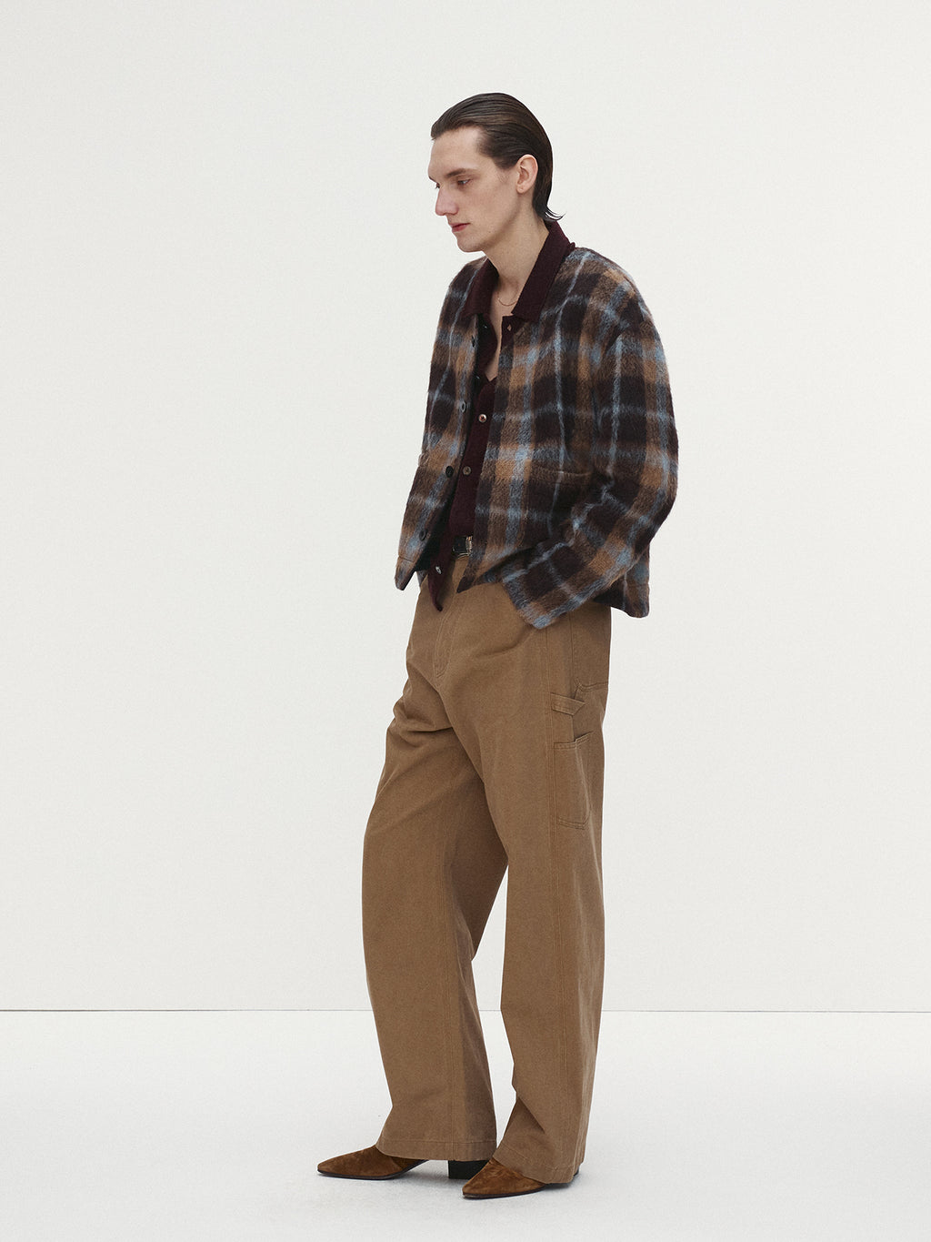 Tonywack - Checked Wool Mohair Blouson Italian Fabric (Brown) product image 3 | TRAB K-Fashion Australia