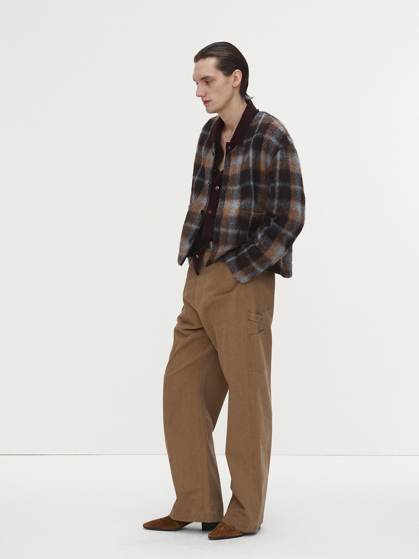 Tonywack - Checked Wool Mohair Blouson Italian Fabric (Brown) product image 3 | TRAB K-Fashion Australia