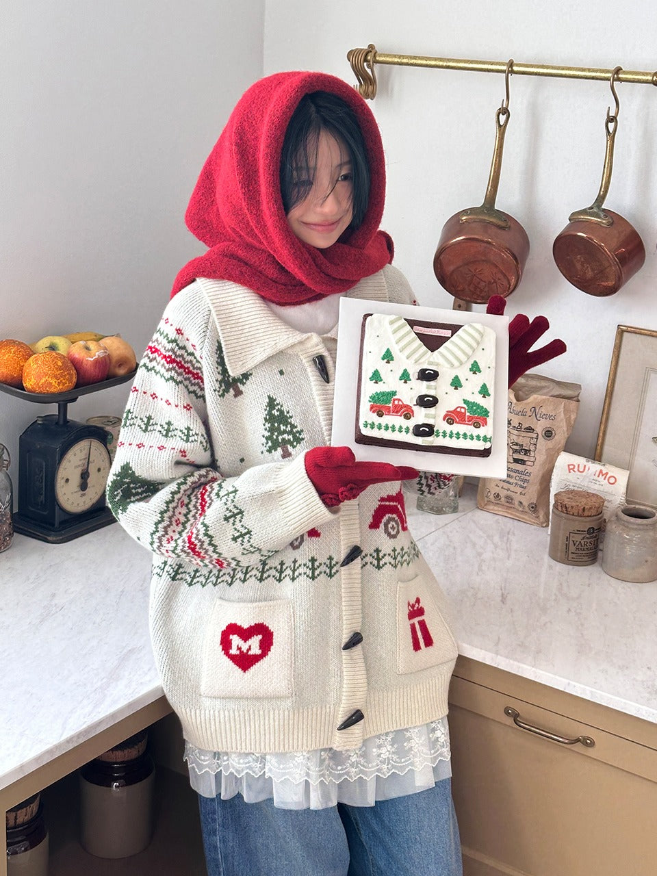 Margarin Fingers - Tree Cowichan Knit Cardigan (Ivory) product image 1 | TRAB K-Fashion Australia