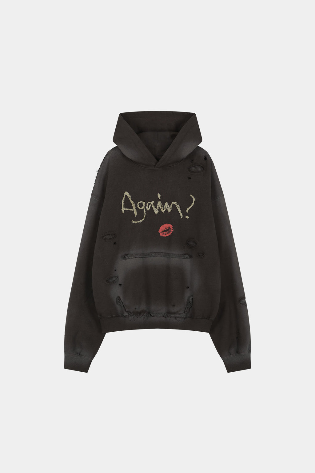 Andersson Bell - (essential) Unisex Spray Washed Again Lip Hoodie (brown) (Brown) product image 12 | TRAB K-Fashion Australia