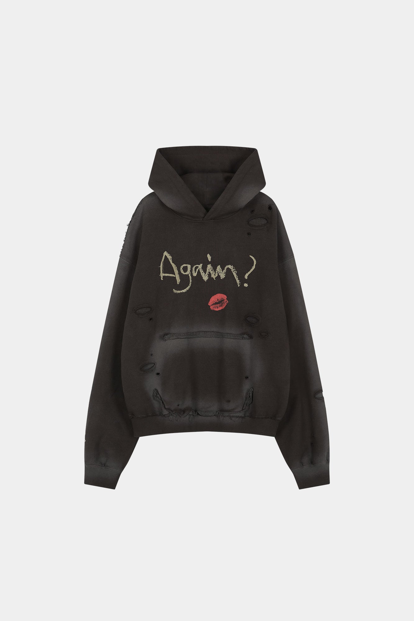Andersson Bell - (essential) Unisex Spray Washed Again Lip Hoodie (brown) (Brown) product image 12 | TRAB K-Fashion Australia