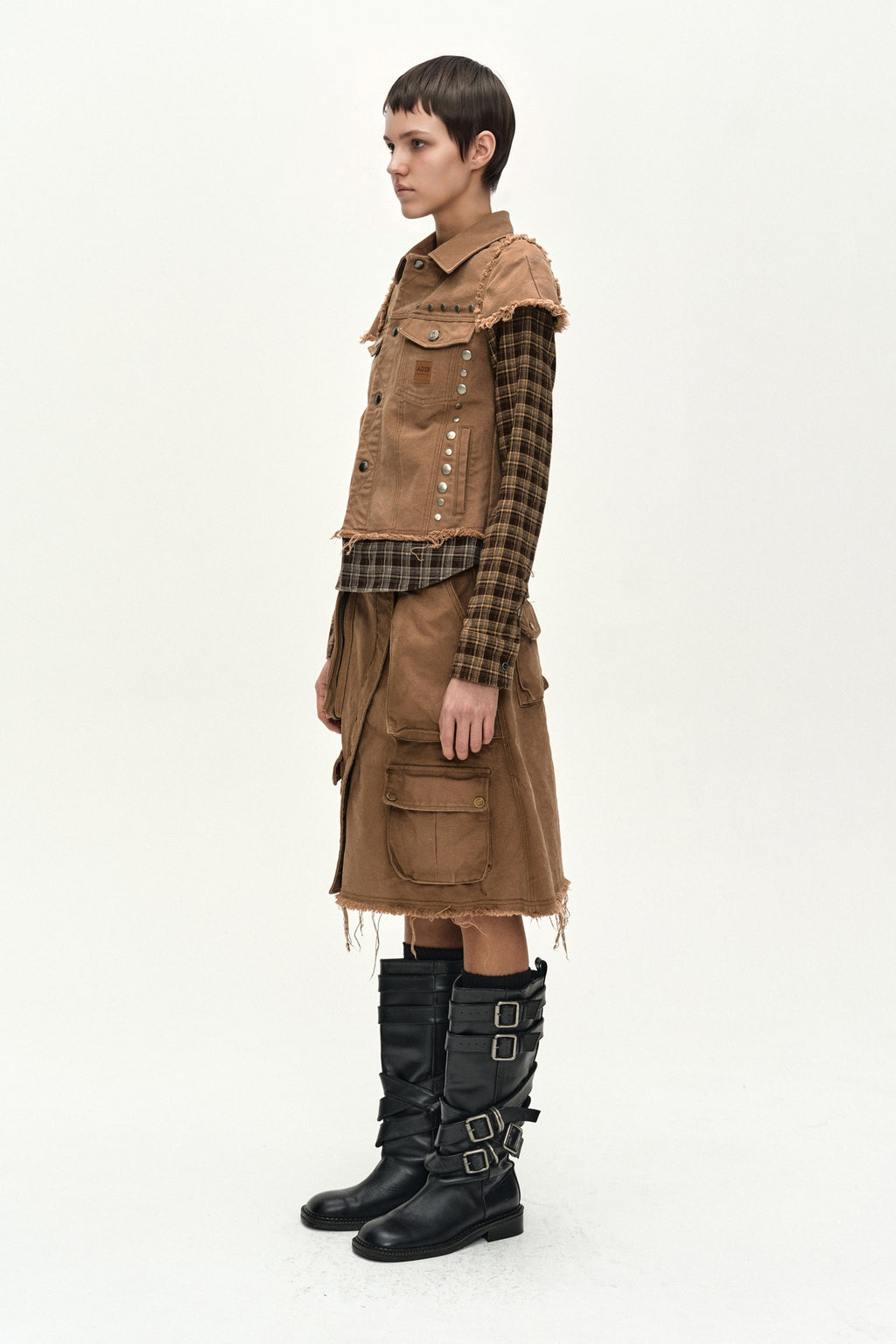 Andersson Bell - Layered Studded Vest Shirt (brown) (Brown) product image 3 | TRAB K-Fashion Australia