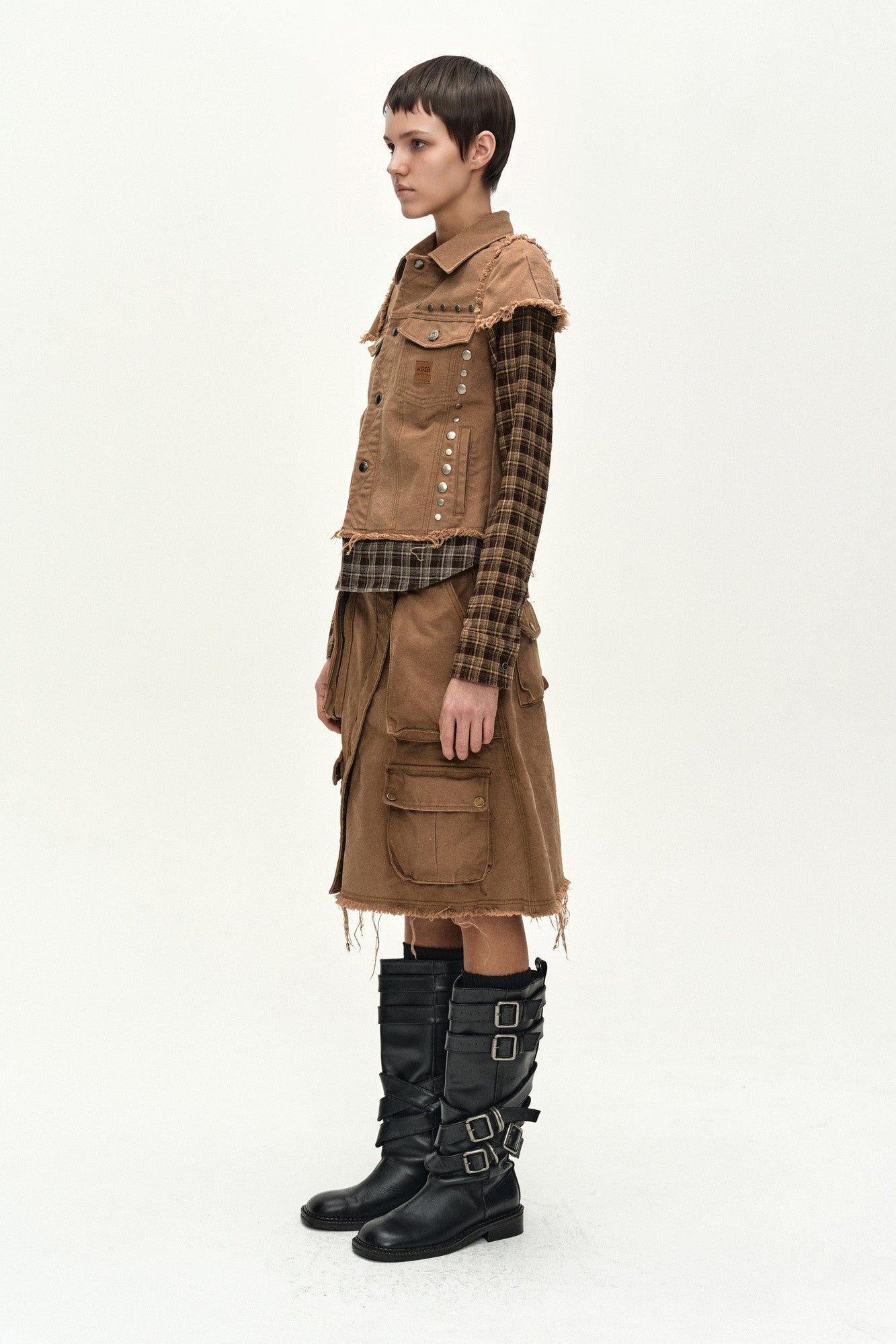 Andersson Bell - Layered Studded Vest Shirt (brown) (Brown) product image 3 | TRAB K-Fashion Australia