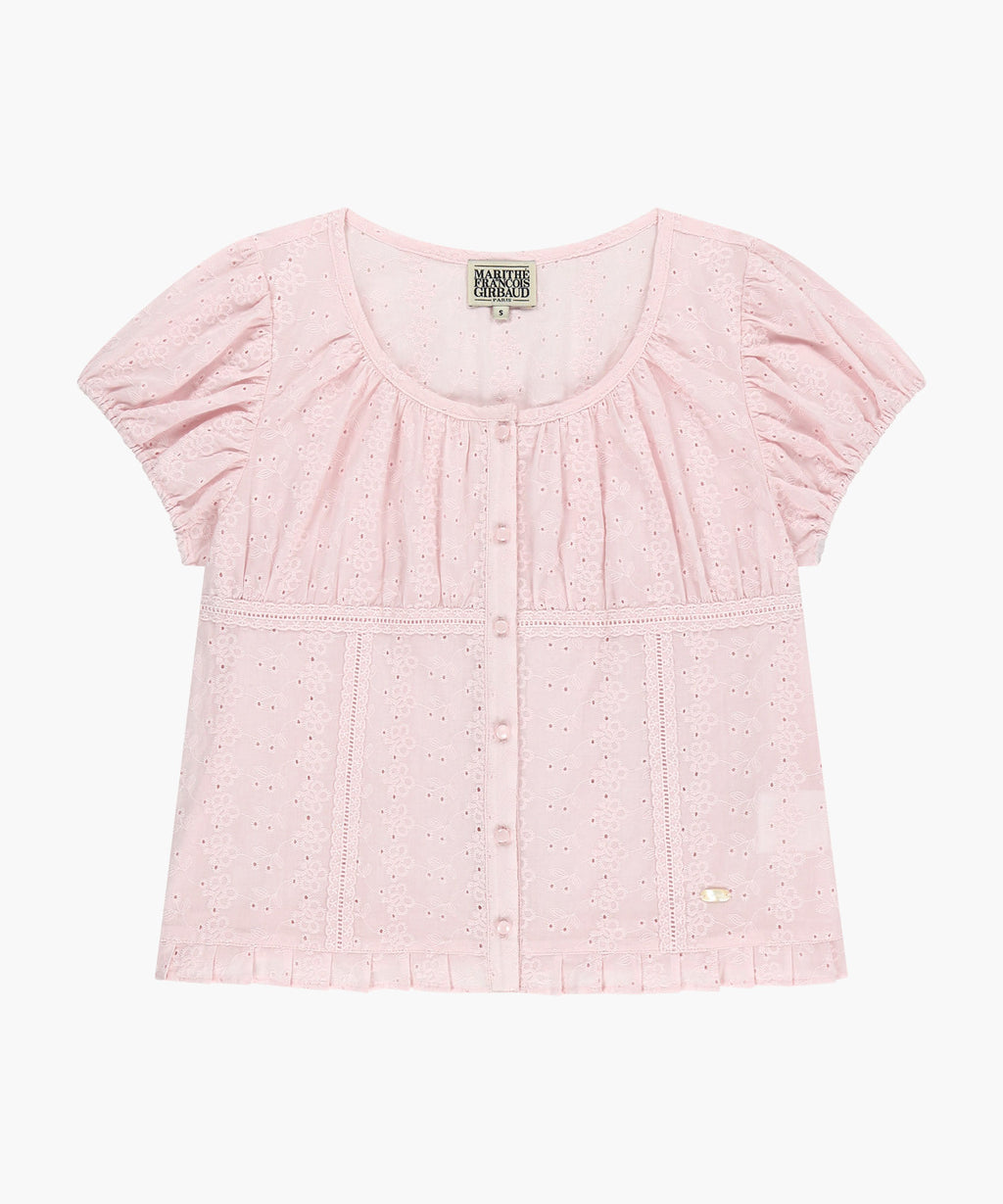 Marithe & Francois Girbaud - Puff Sleeve Lace Shirt (Light Pink) product image 6 | TRAB K-Fashion Australia