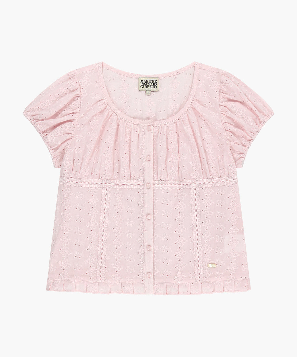 Marithe & Francois Girbaud - Puff Sleeve Lace Shirt (Light Pink) product image 6 | TRAB K-Fashion Australia