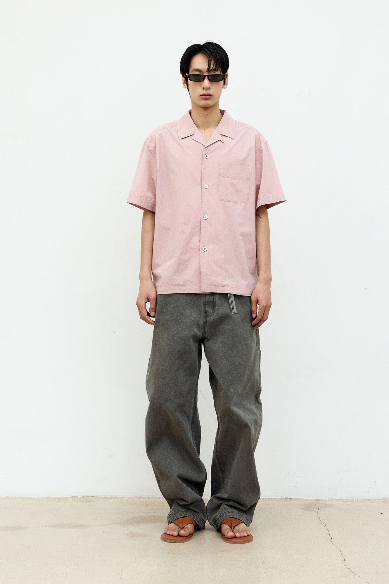 Coor - One-Pocket Garment Washed Half Shirt (Indi Pink) product image 2 | TRAB K-Fashion Australia