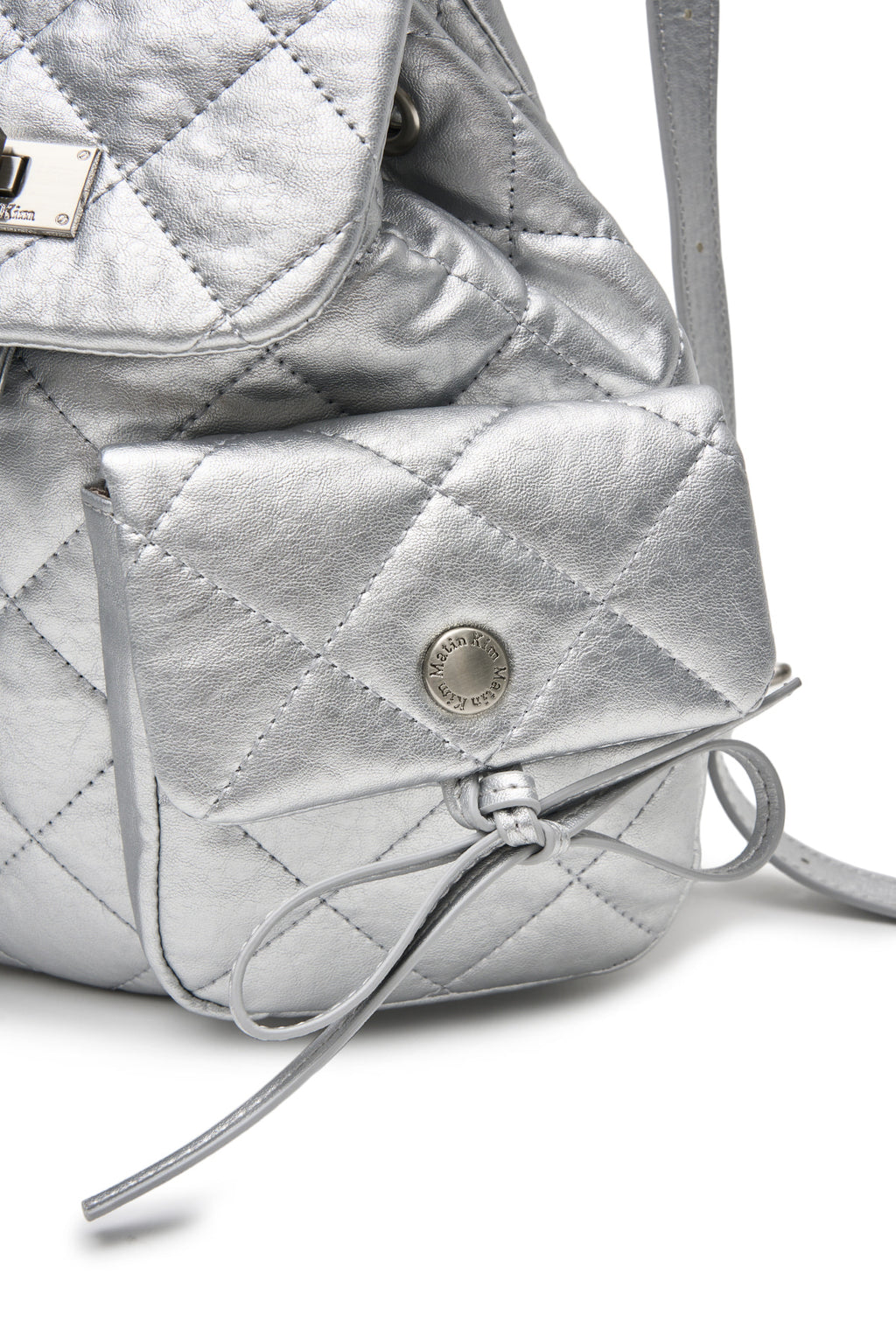 Matin Kim - Double Pocket Quilting Mini Backpack (Silver) product image 3 | TRAB K-Fashion Australia