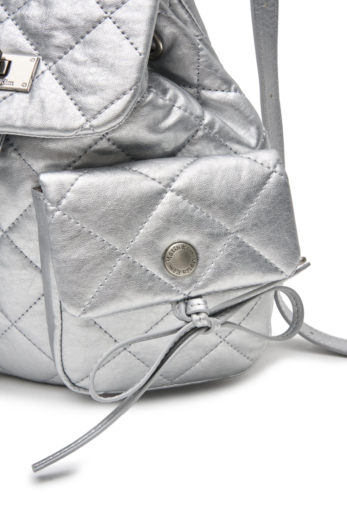 Matin Kim - Double Pocket Quilting Mini Backpack (Silver) product image 3 | TRAB K-Fashion Australia