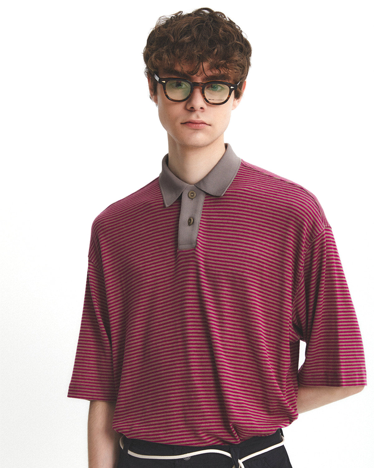 Eastlogue - Functional Relaxed Polo Shirt (Beige Stripe) product image 2 | TRAB K-Fashion Australia