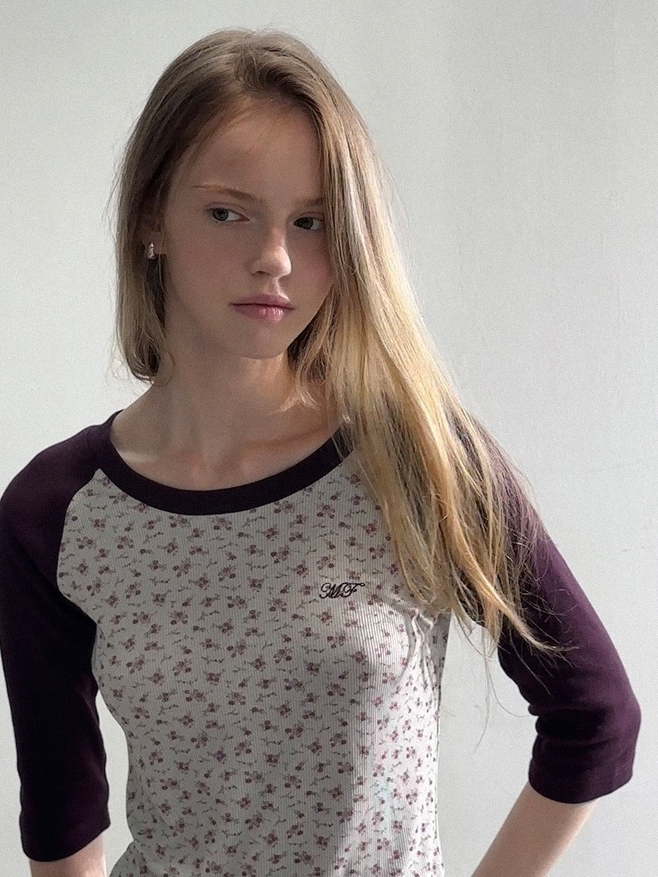 Margarin Fingers - Floral Raglan T-Shirt (Purple) product image 1 | TRAB K-Fashion Australia