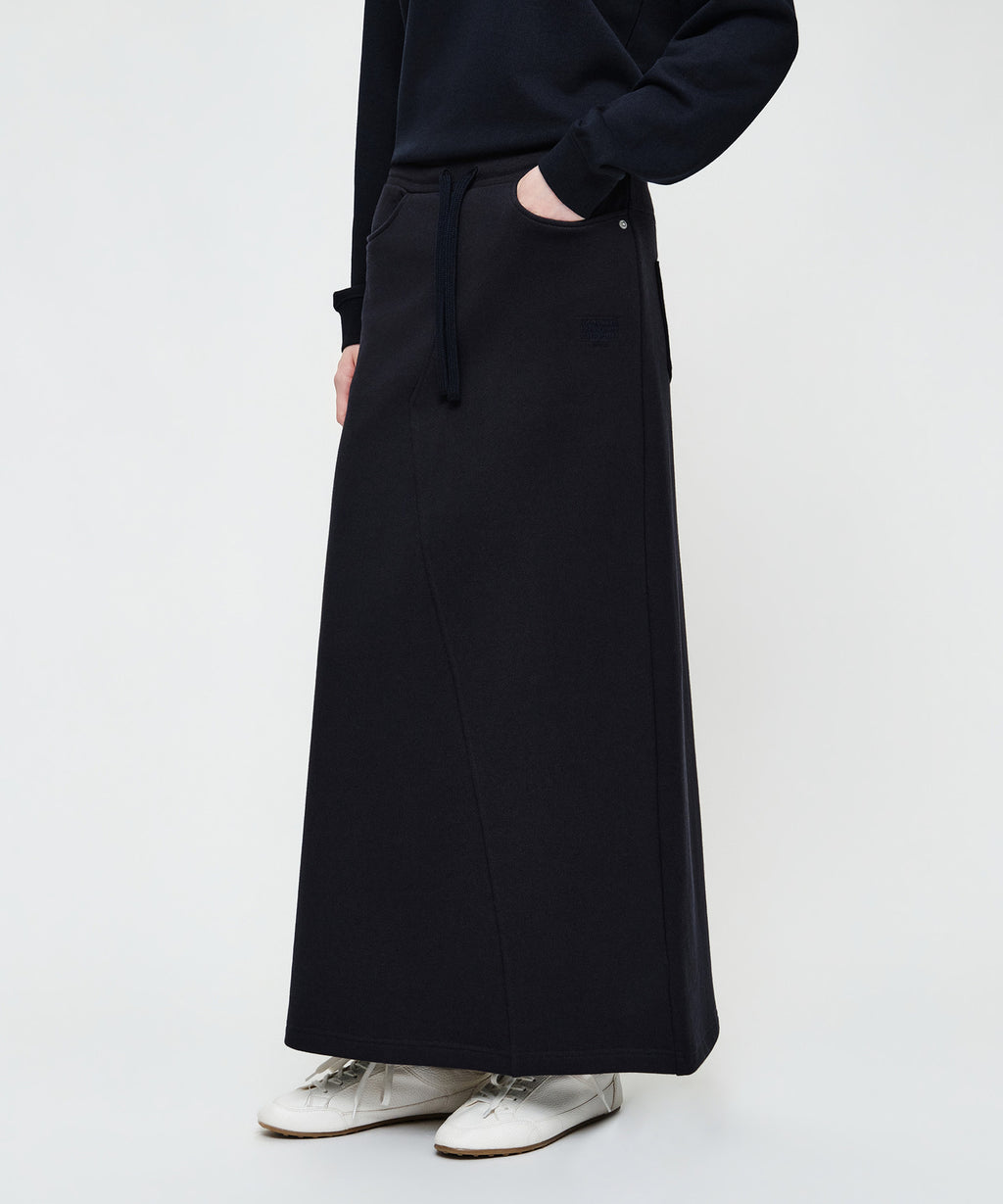 Marithe & Francois Girbaud - Classic Logo Long Sweat Skirt (Navy) product image 1 | TRAB K-Fashion Australia