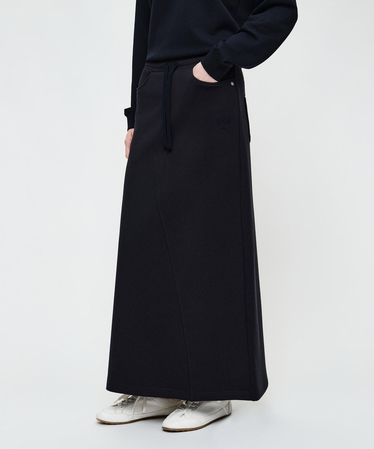 Marithe & Francois Girbaud - Classic Logo Long Sweat Skirt (Navy) product image 1 | TRAB K-Fashion Australia