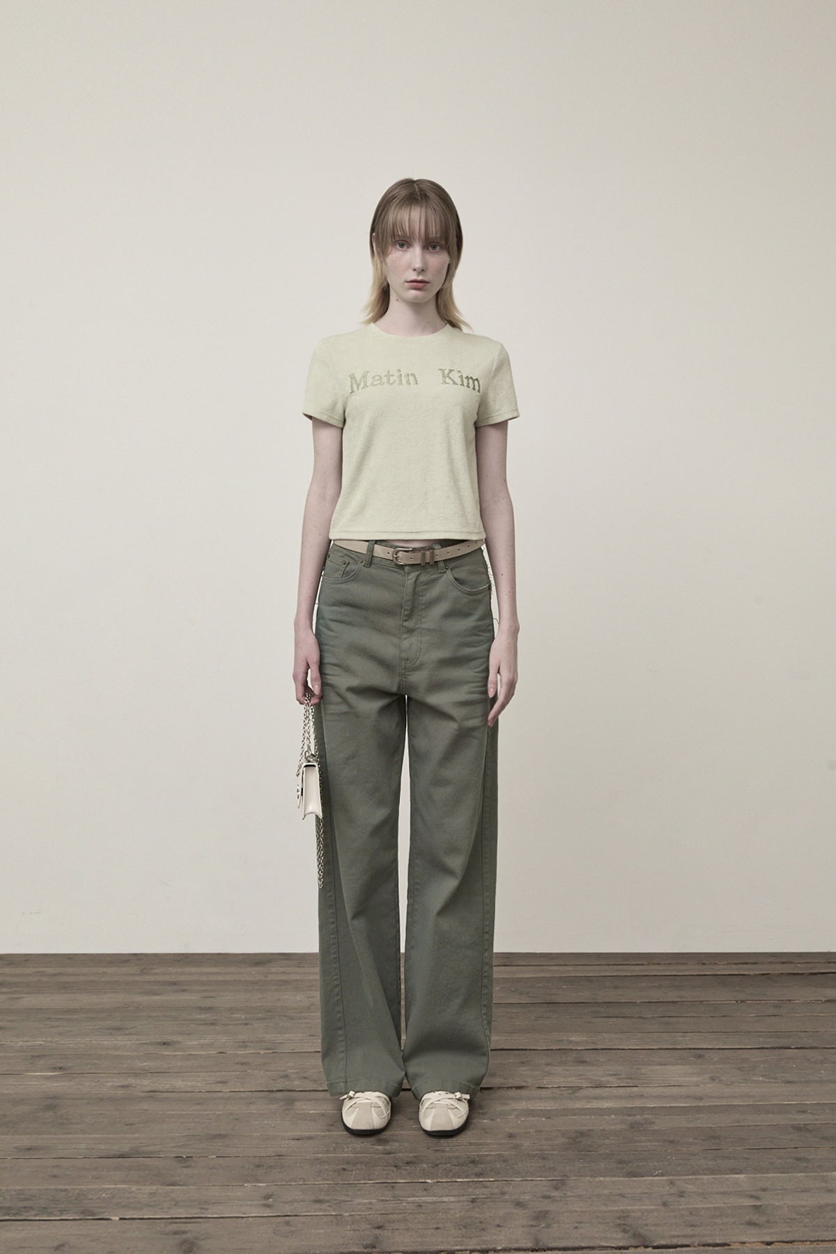 Matin Kim - Color Point Washed Denim Pants (Khaki) product image 5 | TRAB K-Fashion Australia