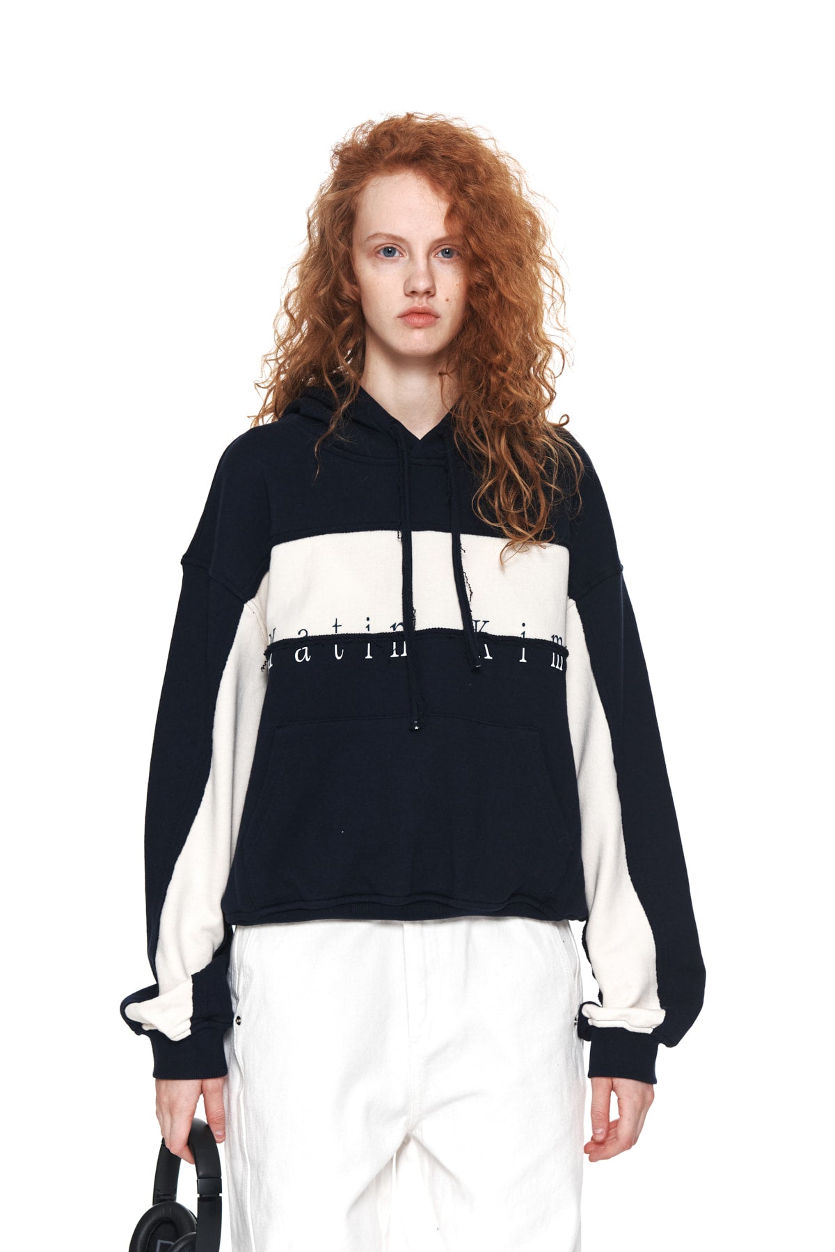 Matin Kim - Cutted Logo Hoody (Navy) product image 5 | TRAB K-Fashion Australia