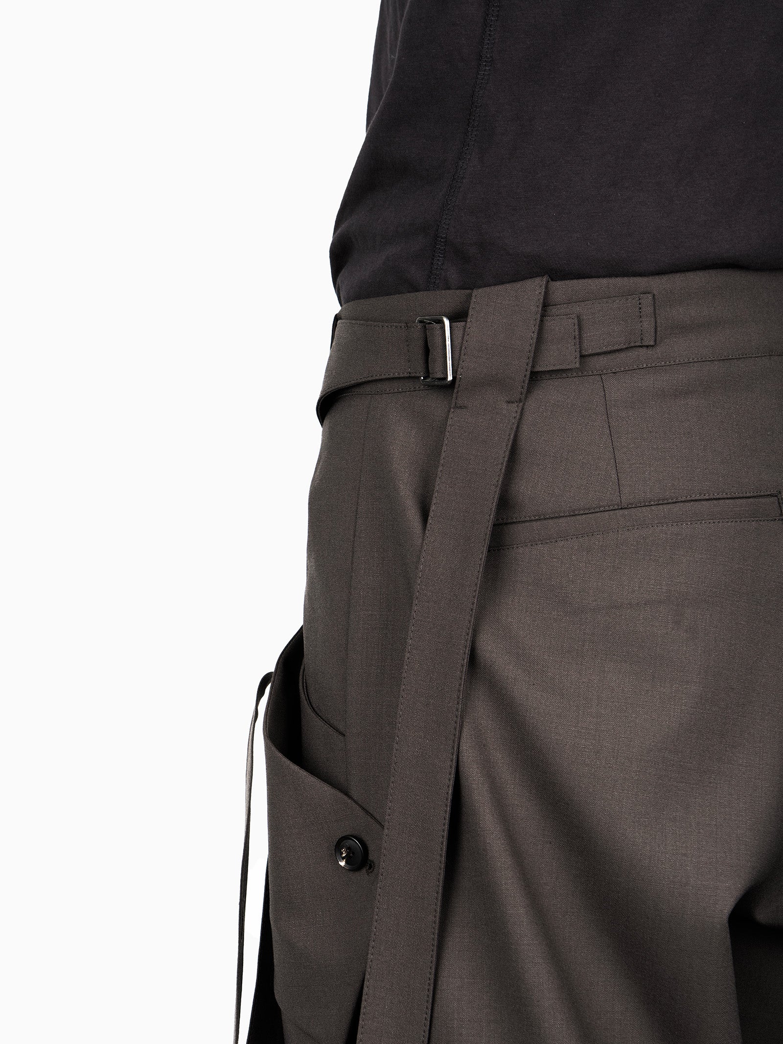 Jiyong Kim - Strap Detailed Wide Trousers (Brown) product image 5 | TRAB K-Fashion Australia