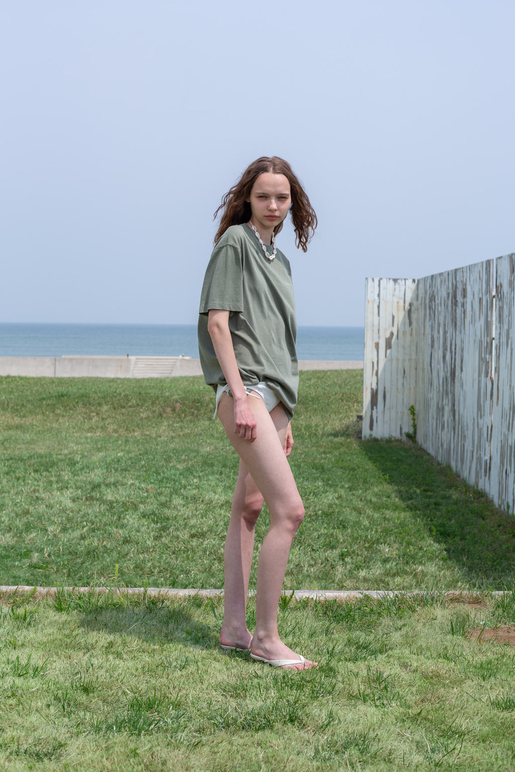 Matin Kim - Vintage Washed Logo Top (Khaki) product image 8 | TRAB K-Fashion Australia