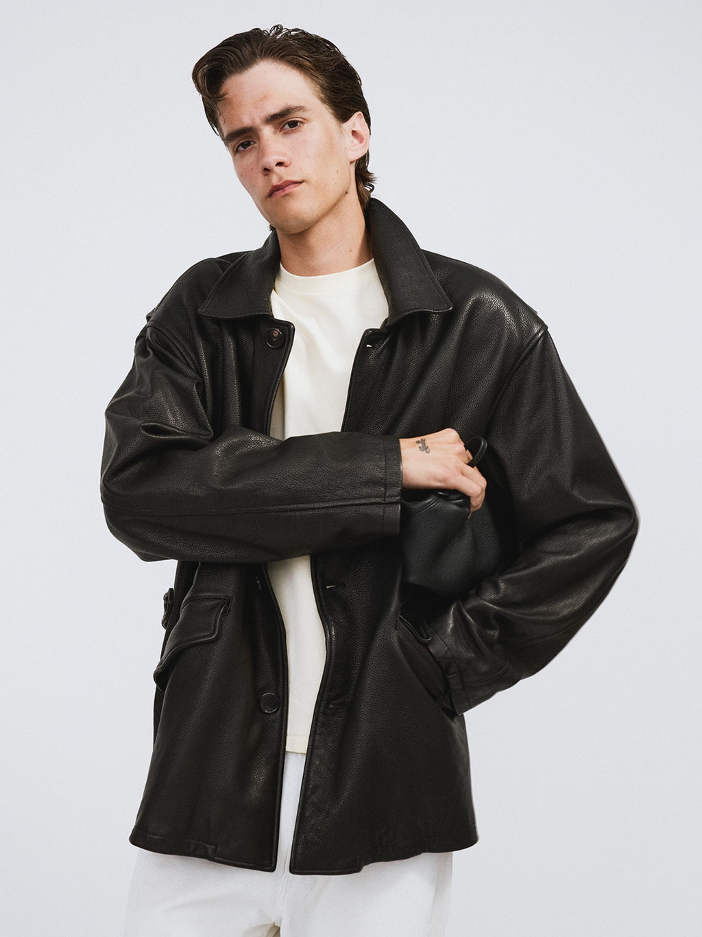 Recto - Vintage Leather Chore Jacket (Black) product image 1 | TRAB K-Fashion Australia