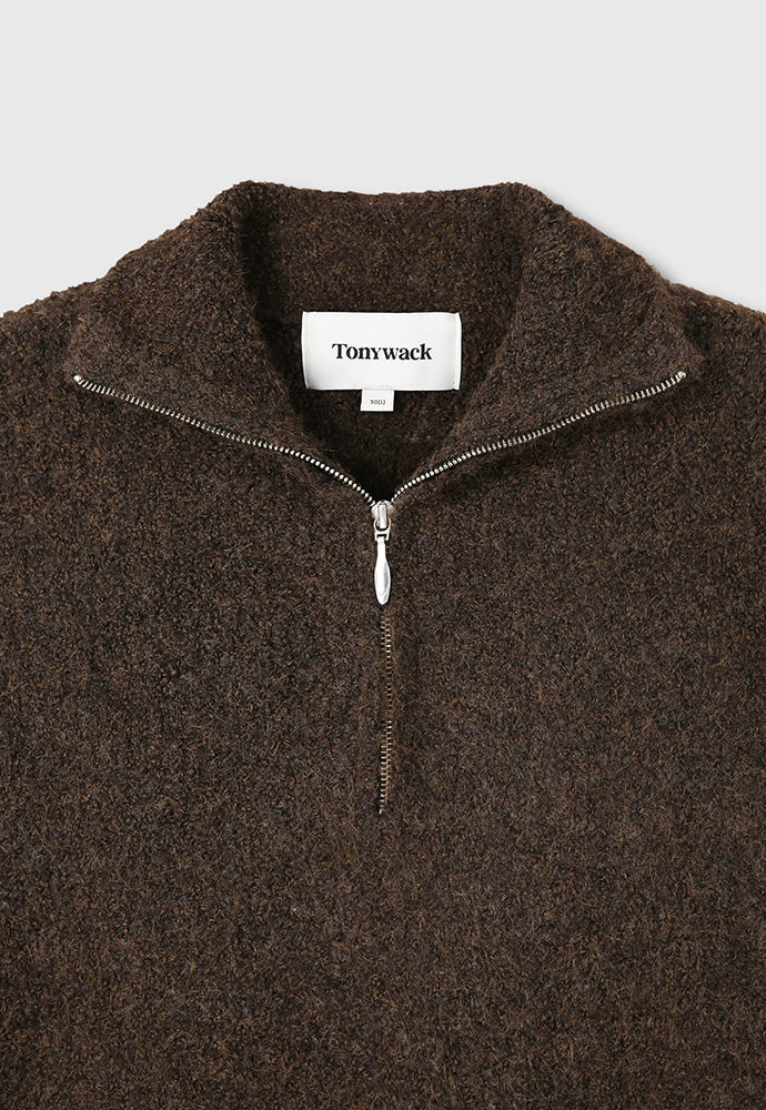 Tonywack - Wool Blend Boucle Zip Sweater (Brown) product image 9 | TRAB K-Fashion Australia
