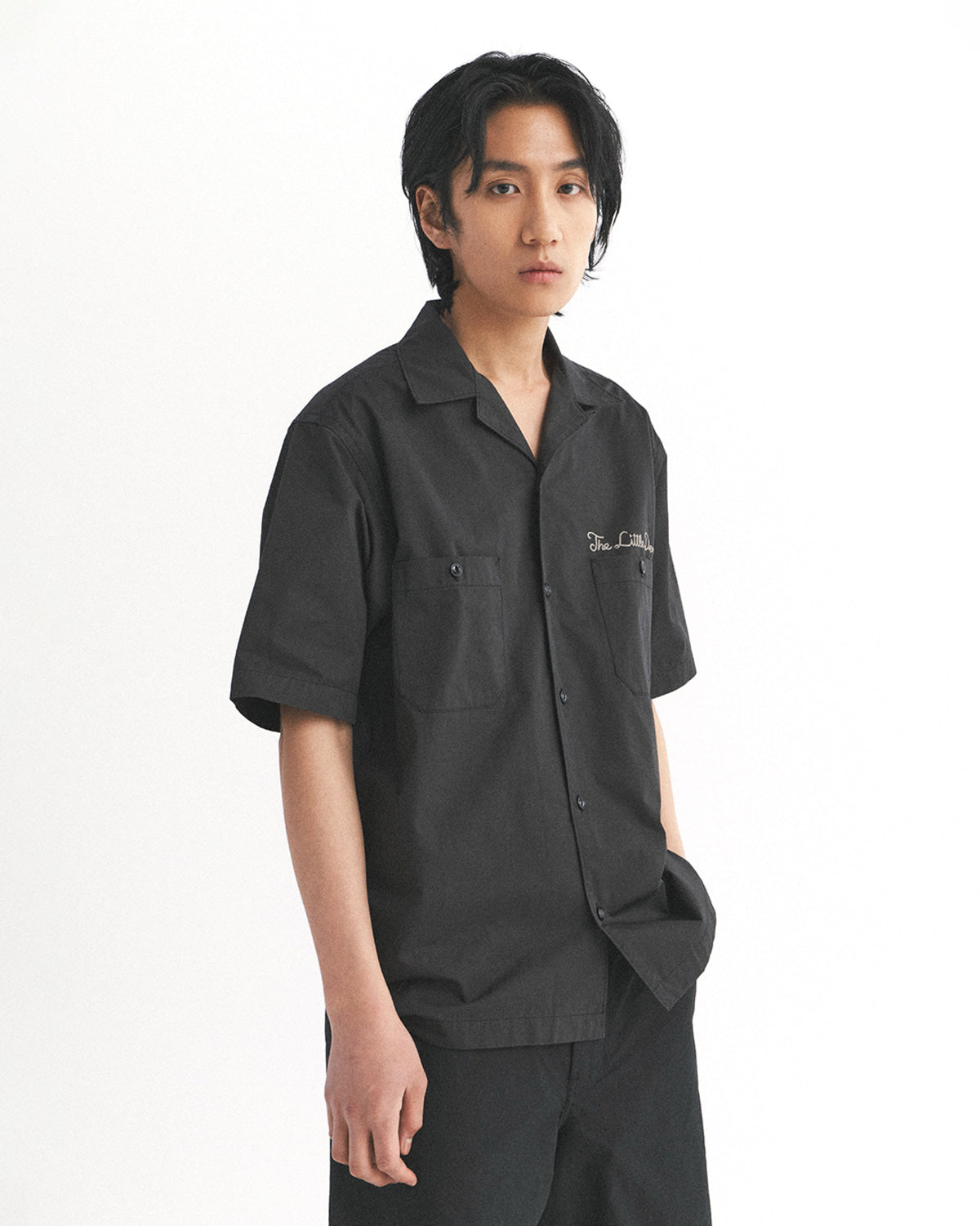 Eastlogue - Embroidered Work Half Shirts (Charcoal) product image 2 | TRAB K-Fashion Australia