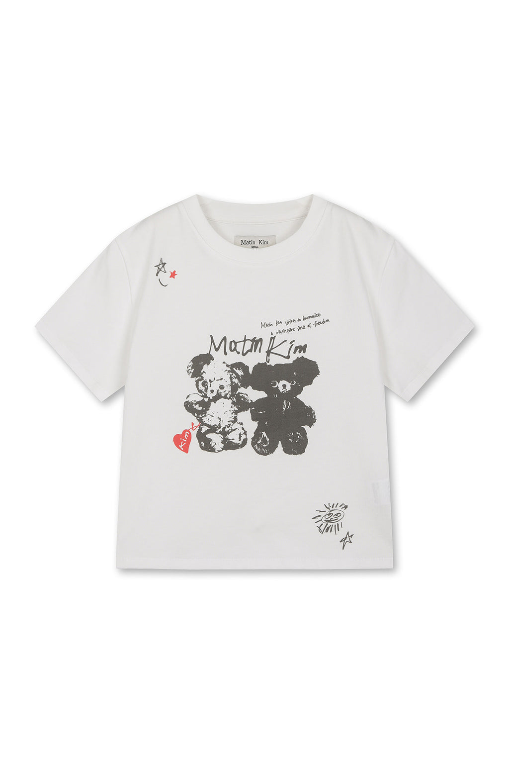 Matin Kim - Animal Graffiti Graphic Crop Top (White) product image 1 | TRAB K-Fashion Australia