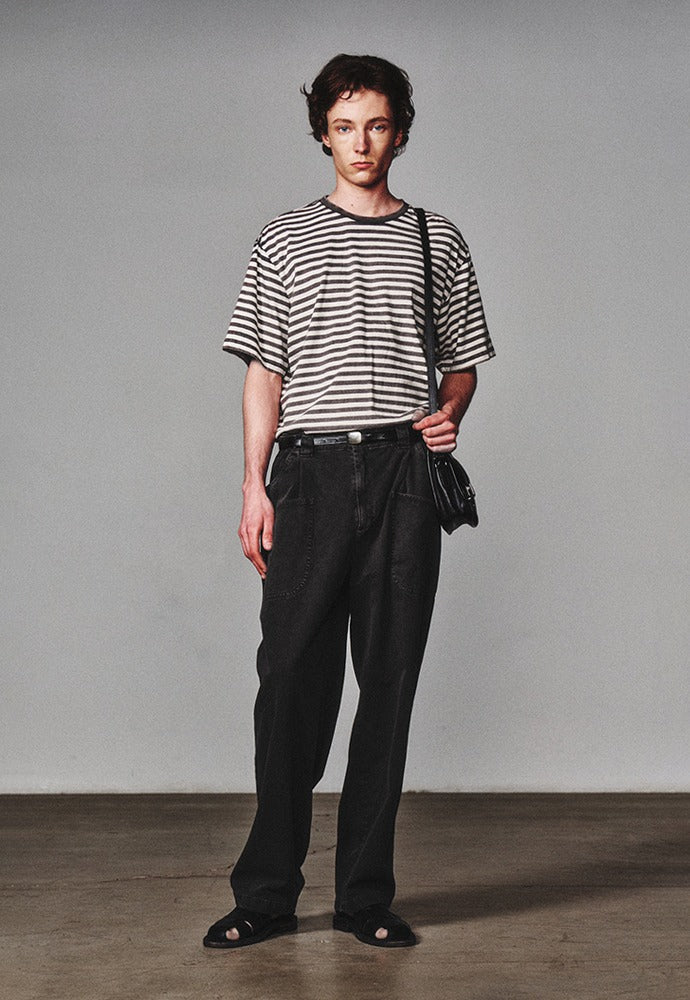 Art if acts - French Stripe S/S Tee (Faded Charcoal) product image 1 | TRAB K-Fashion Australia