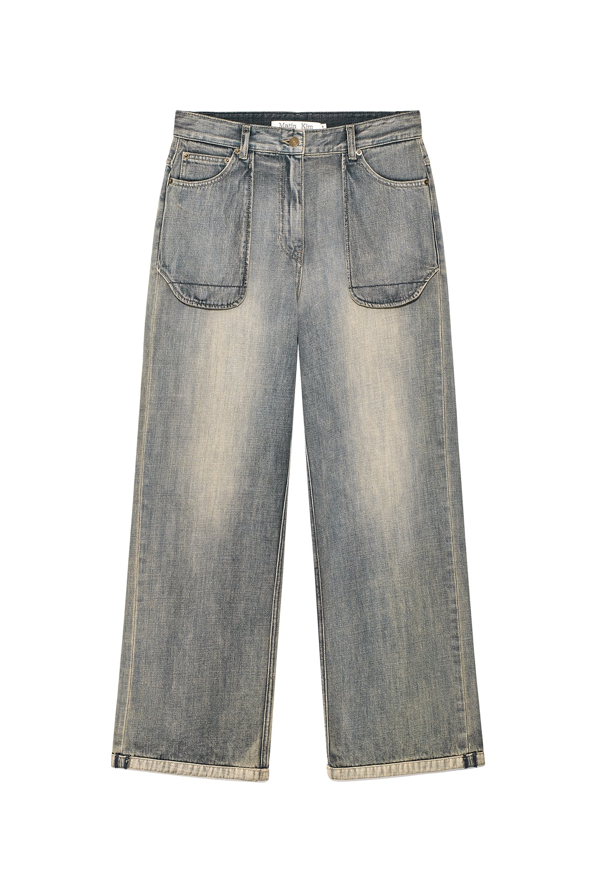Matin Kim - Out Pocket Washed Denim Pants (Smoke Blue) product image 1 | TRAB K-Fashion Australia