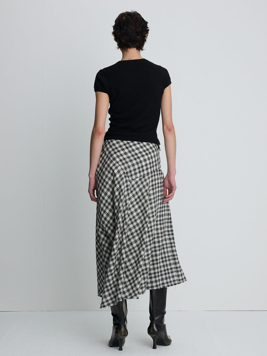 Tonywack - Cotton Check Patchwork Skirt (Black Check) product image 3 | TRAB K-Fashion Australia