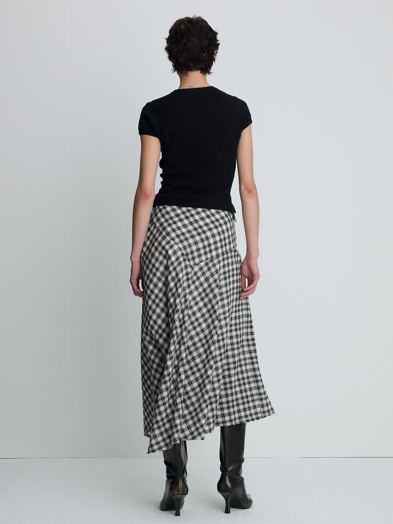 Tonywack - Cotton Check Patchwork Skirt (Black Check) product image 3 | TRAB K-Fashion Australia