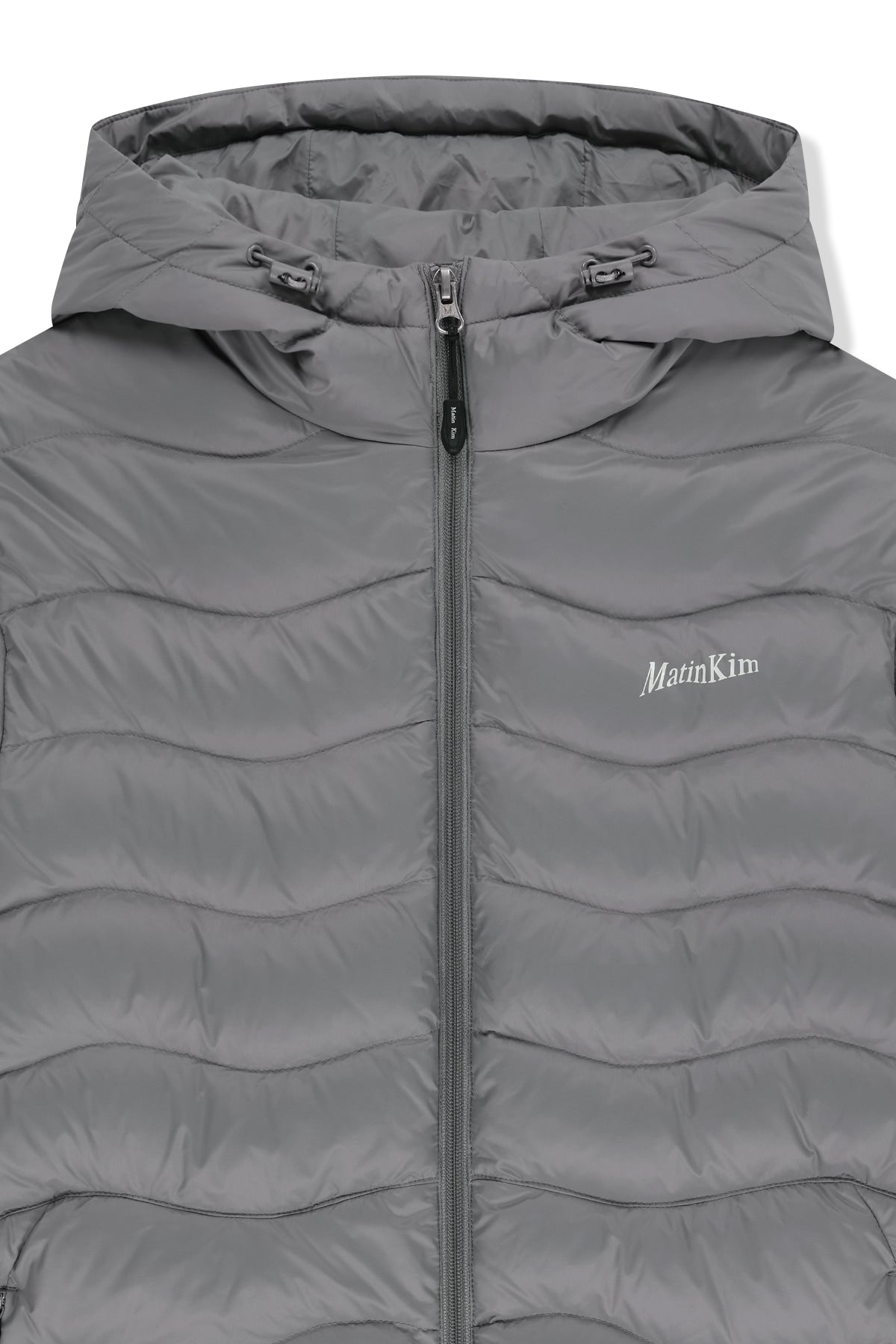 Matin Kim - Flowing Quilted Hoody Down Jumper (Light Grey) product image 4 | TRAB K-Fashion Australia