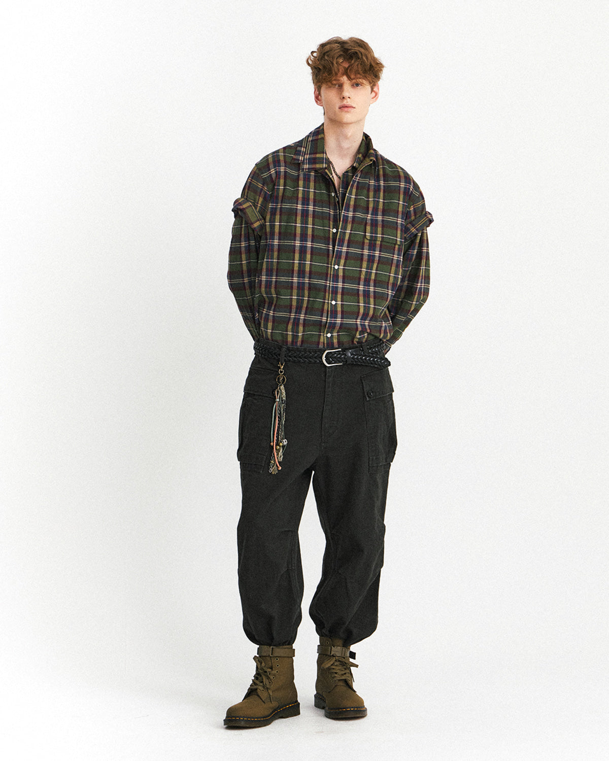 Eastlogue - Holiday Half Shirts (Green & Purple Check) product image 1 | TRAB K-Fashion Australia