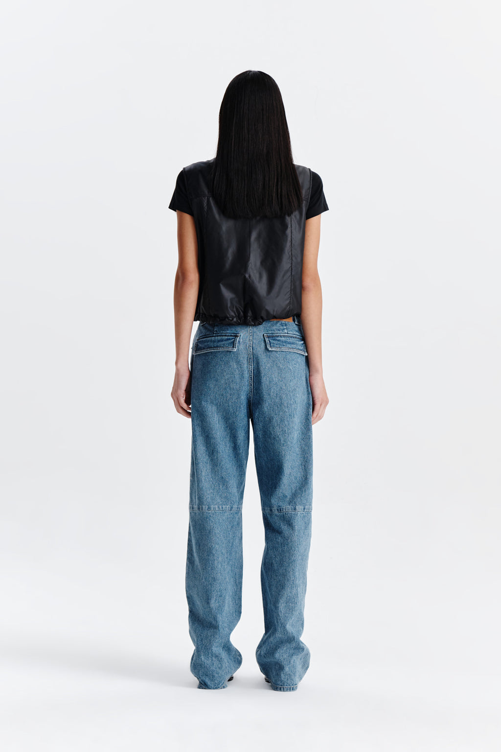 Matin Kim - Knee Point Stripe Denim Pants (Blue) product image 7 | TRAB K-Fashion Australia