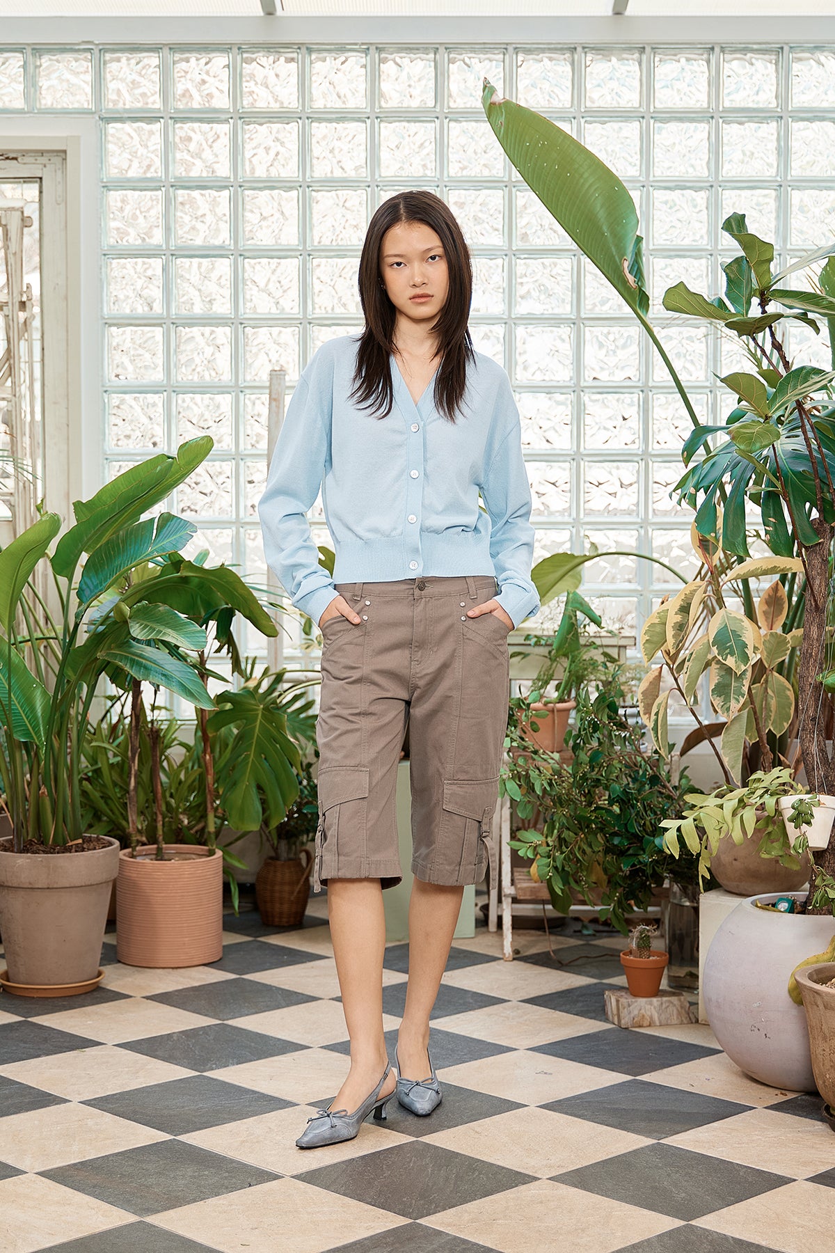 Matin Kim - Back Logo See Through Cardigan (Sky) product image 8 | TRAB K-Fashion Australia
