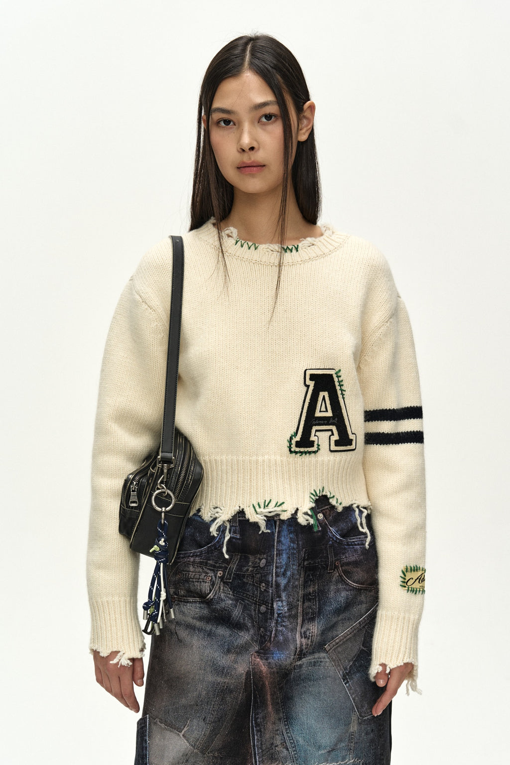 Andersson Bell - Illusion Patchwork Trompe L'oeil Pleated Skirt (blue/black) (Blue/Black) product image 8 | TRAB K-Fashion Australia