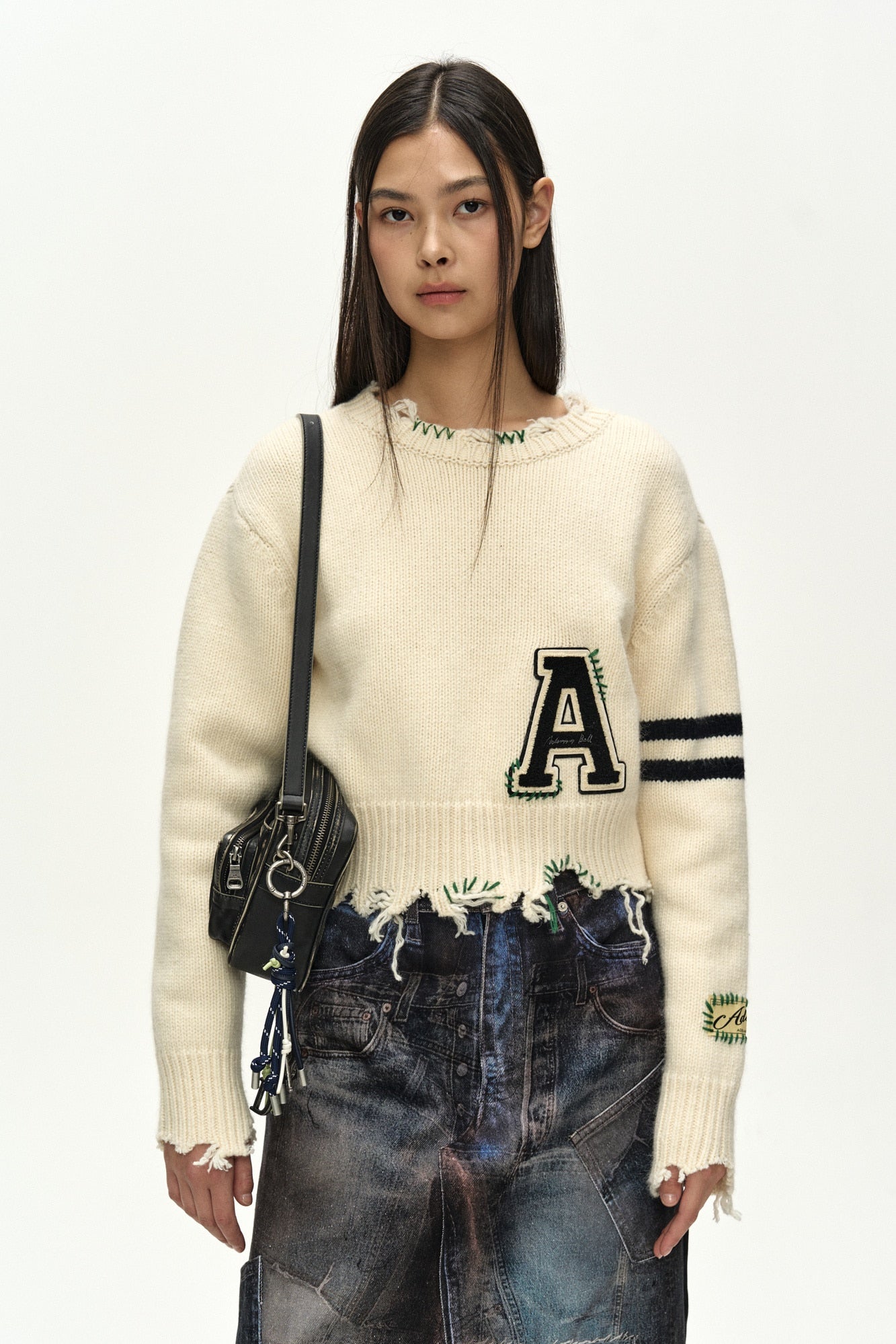 Andersson Bell - Illusion Patchwork Trompe L'oeil Pleated Skirt (blue/black) (Blue/Black) product image 8 | TRAB K-Fashion Australia