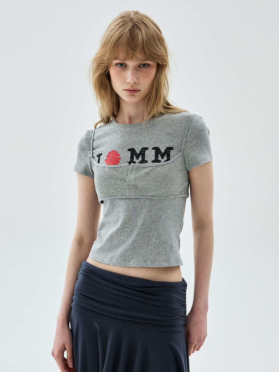 Mardi Mercredi - Tshirt Cracked Ifmm Layered Detail (Grey) product image 1 | TRAB K-Fashion Australia