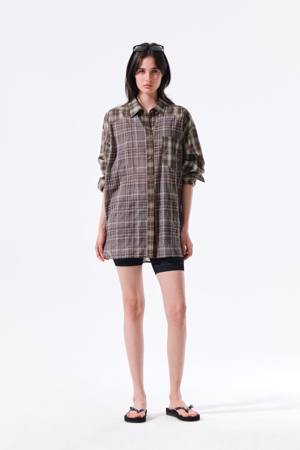 Matin Kim - Mixed Check Over Fit Shirt (Brown) product image 9 | TRAB K-Fashion Australia