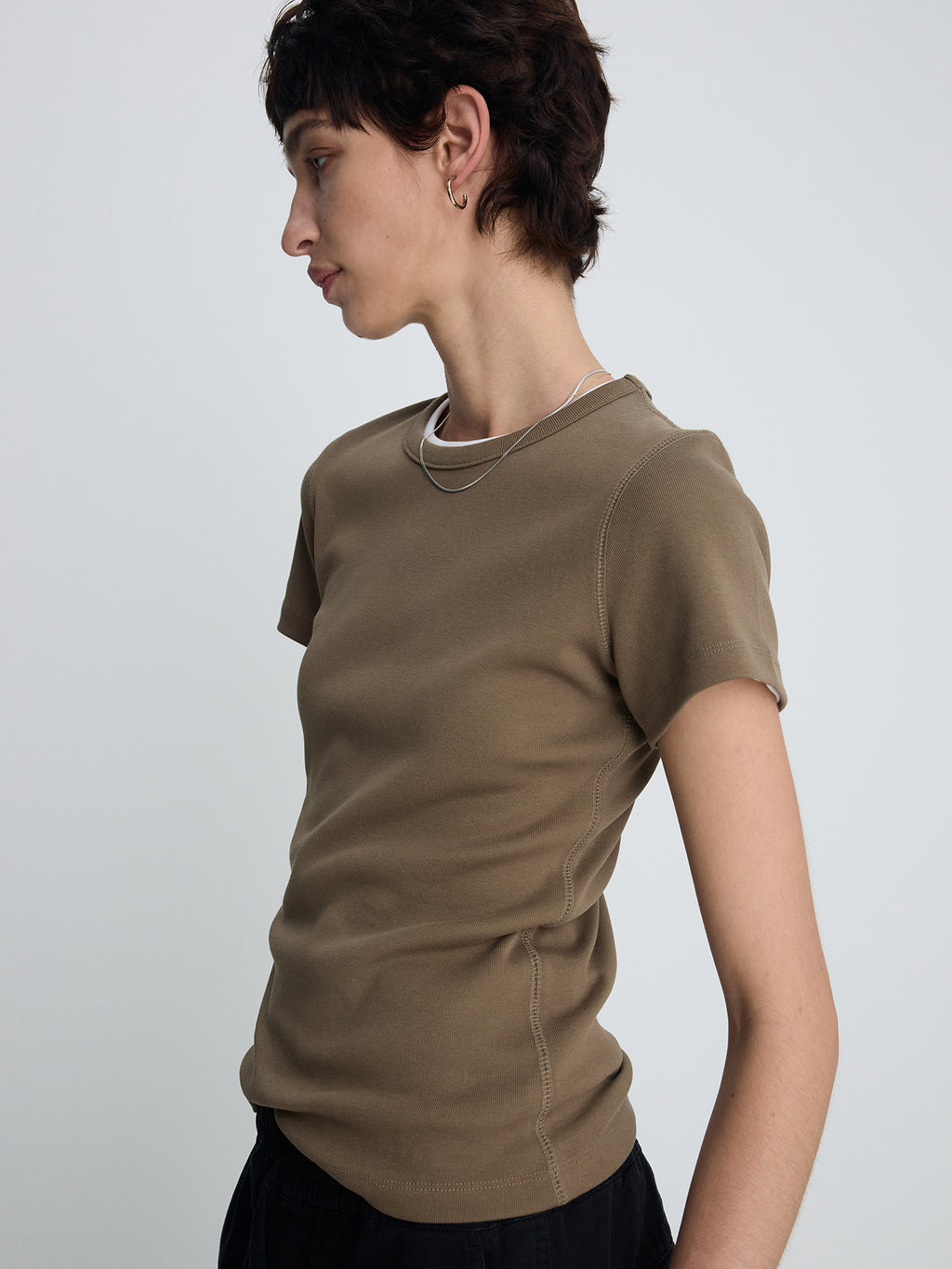 Tonywack - Ribbed Half Sleeve T-Shirts (Taupe) product image 5 | TRAB K-Fashion Australia