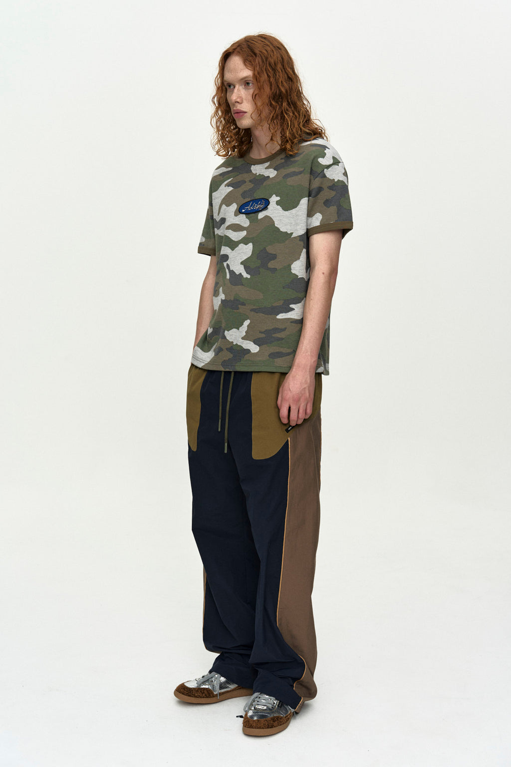 Andersson Bell - Unisex Color Block Nylon Track Pants (Navy/Khaki) product image 2 | TRAB K-Fashion Australia
