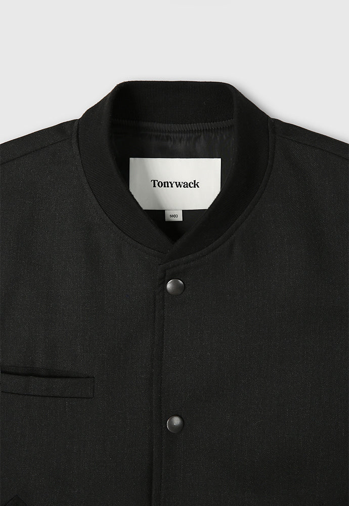 Tonywack - Hard Twist Wool Cropped Bomber Jacket (Dark Charcoal) product image 10 | TRAB K-Fashion Australia